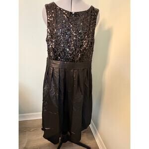 Ellen Tracy Sequin and Taffeta Cocktail Black Dress, size 16